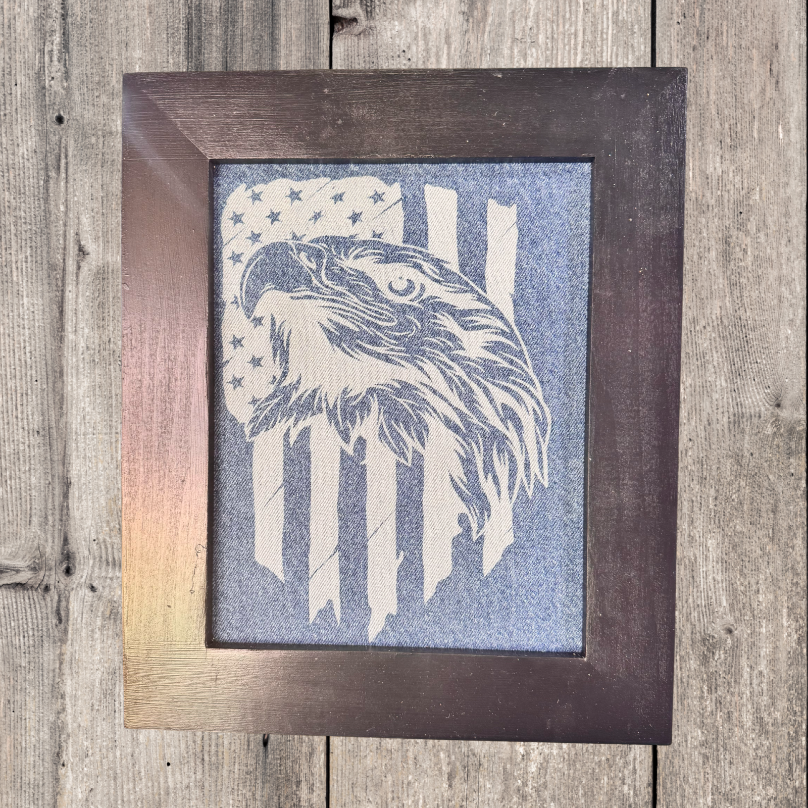 Eagle with Flag on Denim