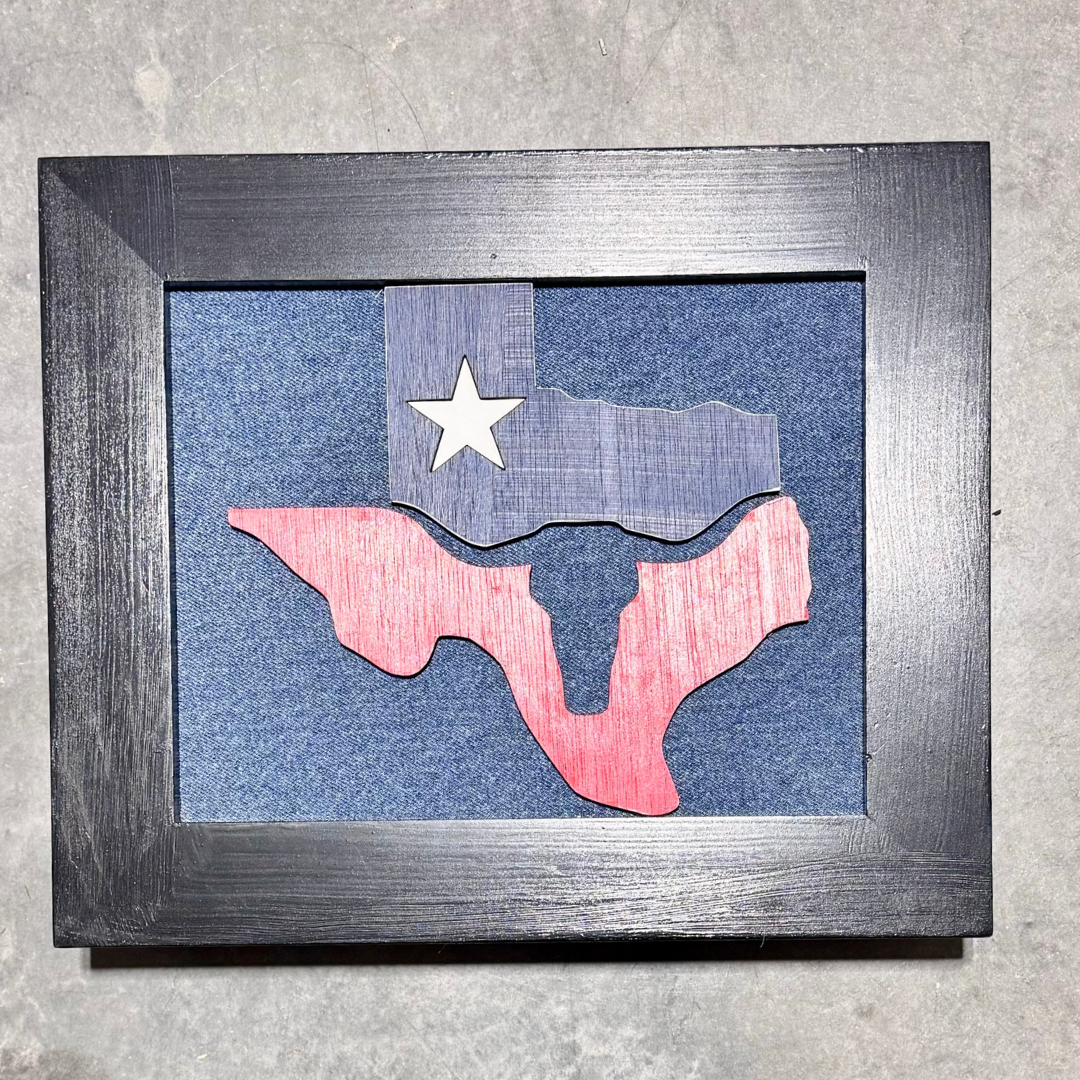 Longhorn Red White and Blue 2d on Denim