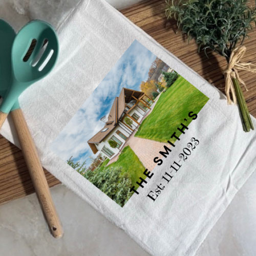 Custom Keepsake House Photo Cotton Dish Towel